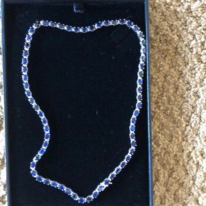 sapphire and diamond tennis necklace